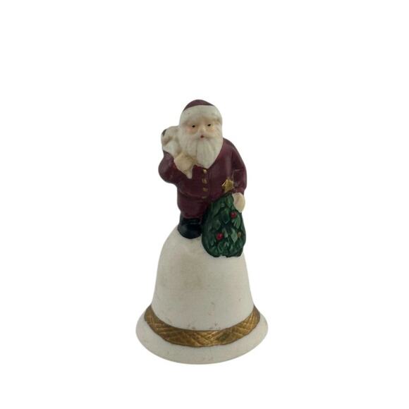 Vintage Miniature Porcelain Santa Bell By Russ Berrie Christmas Decor - Picture 14 of 16